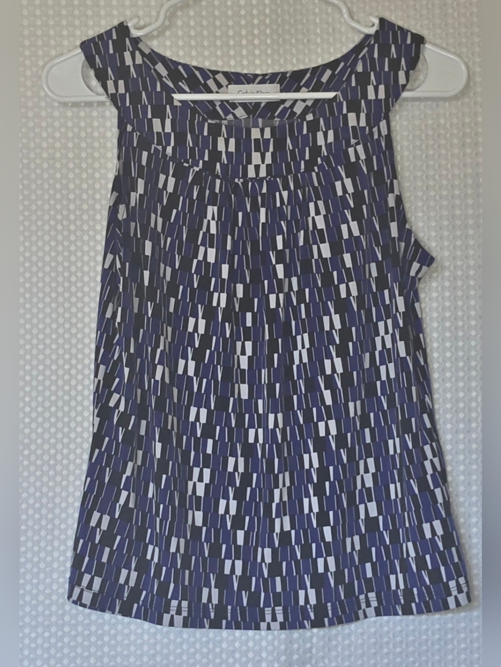 Calvin Klein Geometric Blouse Small Sleeveless Work Top Chic Minimal - Picture 5 of 8